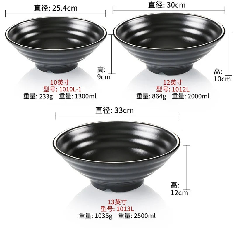 Bowl Ramen Black Plastic Japanese Style Noodle Bowl