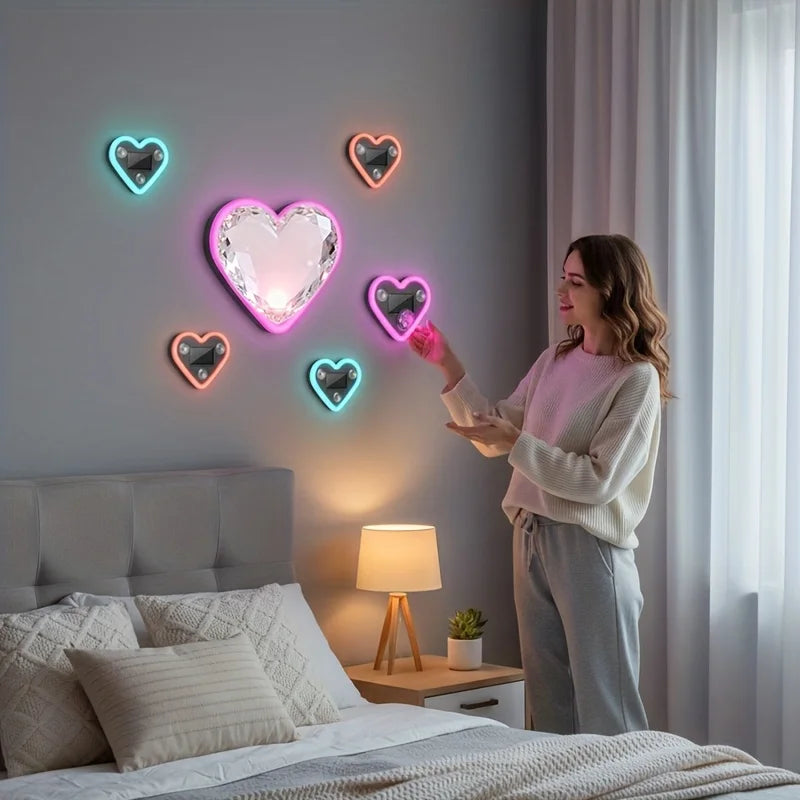 Window Car Neon Light Heart Shaped LED Interior Lamp TikTok Viral Fall 2026 Solar Powered Wiring Free