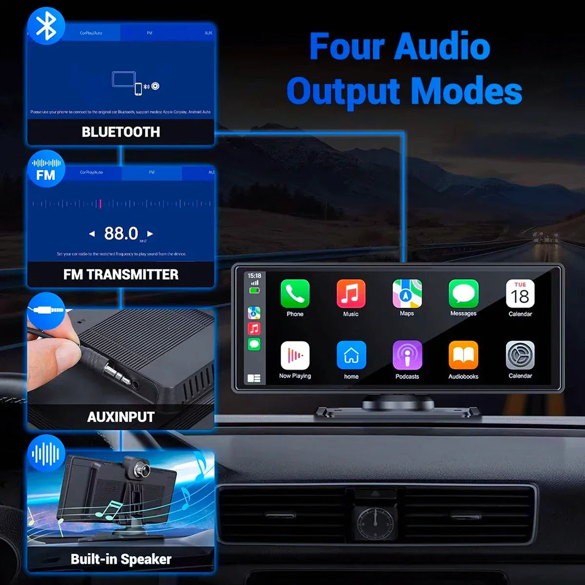 CarPlay2025 Edition Screen Universal Cordless CarPlay And Android Auto Car Stereo Head Unit With Mirror Cast WiFi Fall