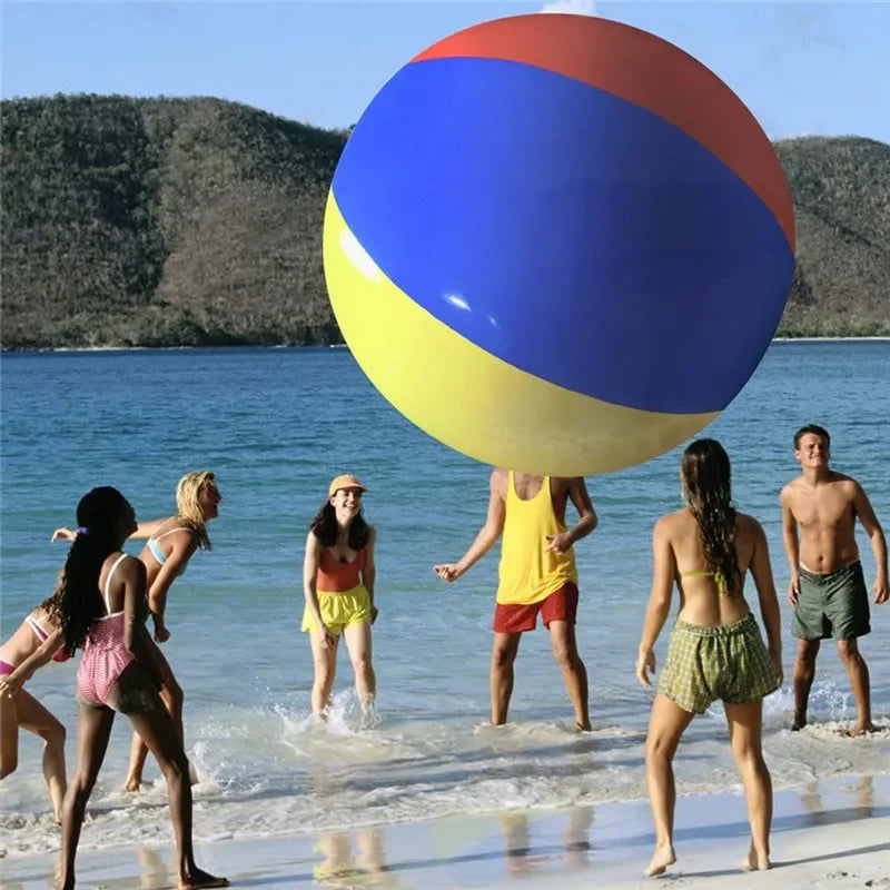 Giant Inflatable Beach Ball, Sturdy PVC Sports Ball for Outdoor Water Games, 100cm & 200cm, Bright Colors