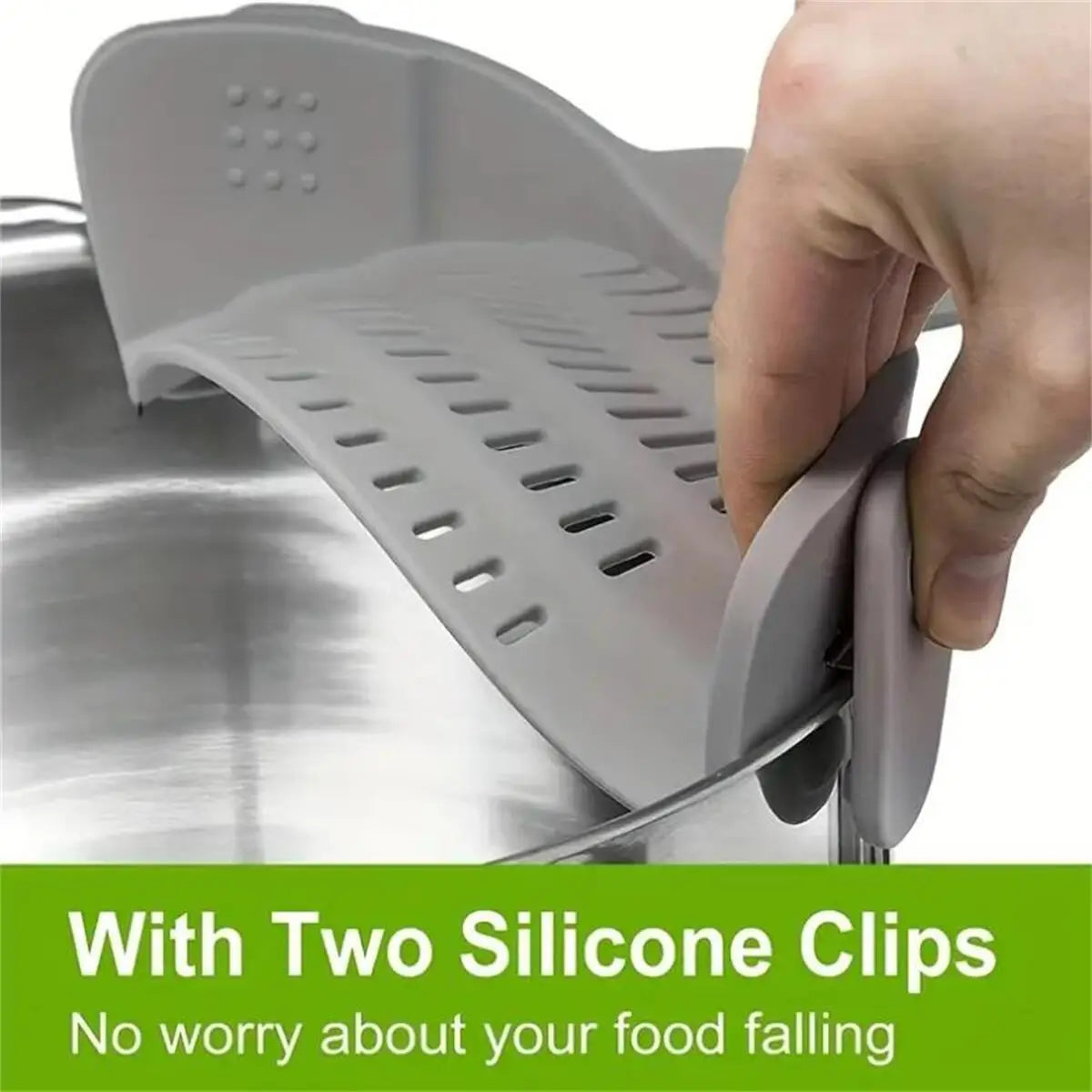 Flexible Clip On Pot Strainer - 1pc Kitchen Strainer for Pans and Bowls