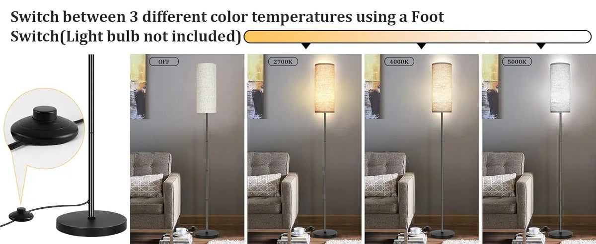 Japandi  Contemporary Floor Lamp With Fabric Shade Stepless Dimming
