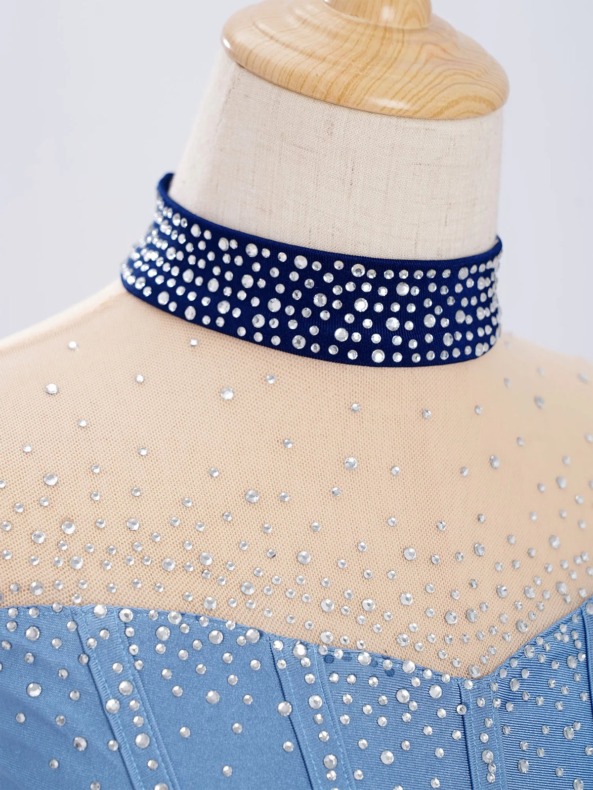 girls' Stretchy leotard - rhinestone mesh yoke, sleeveless, polyester, nylon, elastane, for lyrical dance performance