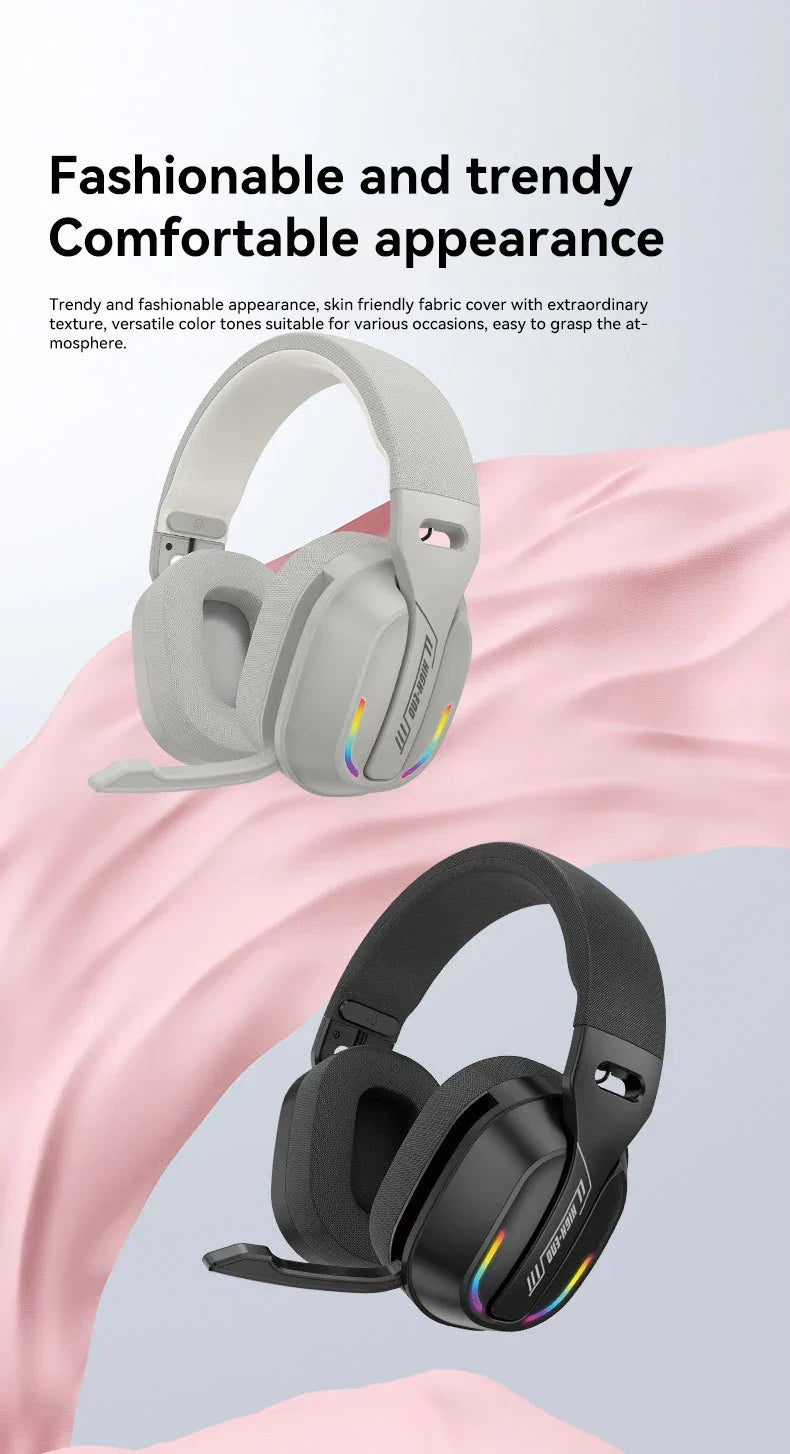 Gaming Headset Bluetooth 5.4 Cordless RGB Low Latency