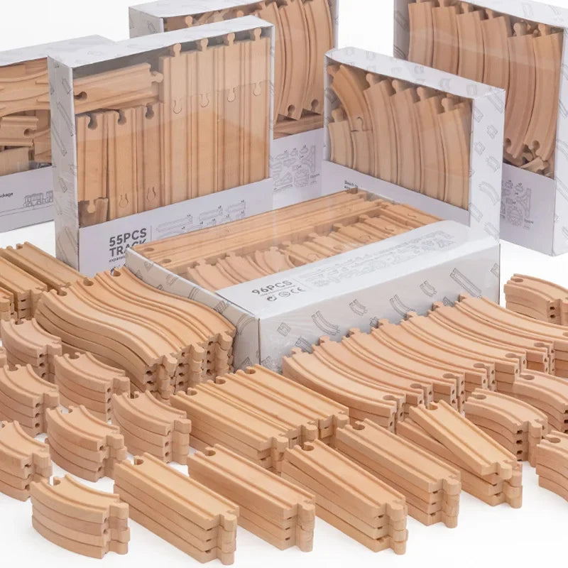 Beech Wood Train Track Kit - DIY Assembly Toy for Kids Eco-Friendly