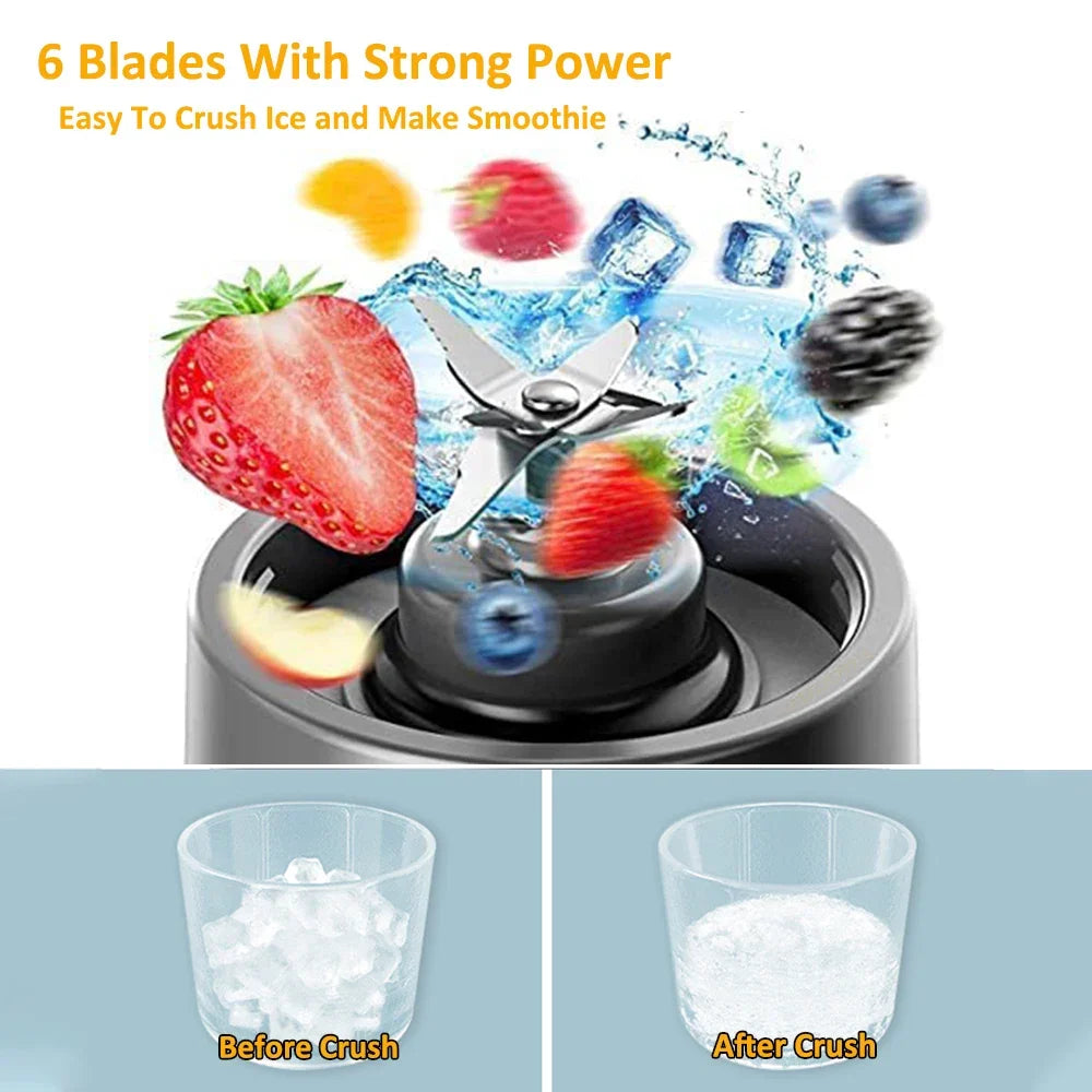 Travel-Friendly Blender 6-Blades Smoothie Maker Summer Essentials 2026 Battery-Powered On The Go Juicer