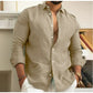 Lightweight Linen Beach Shirt for Men, Breathable Summer Casual Wear, Relaxed Fit, Available in White, Light Blue, Beige-1