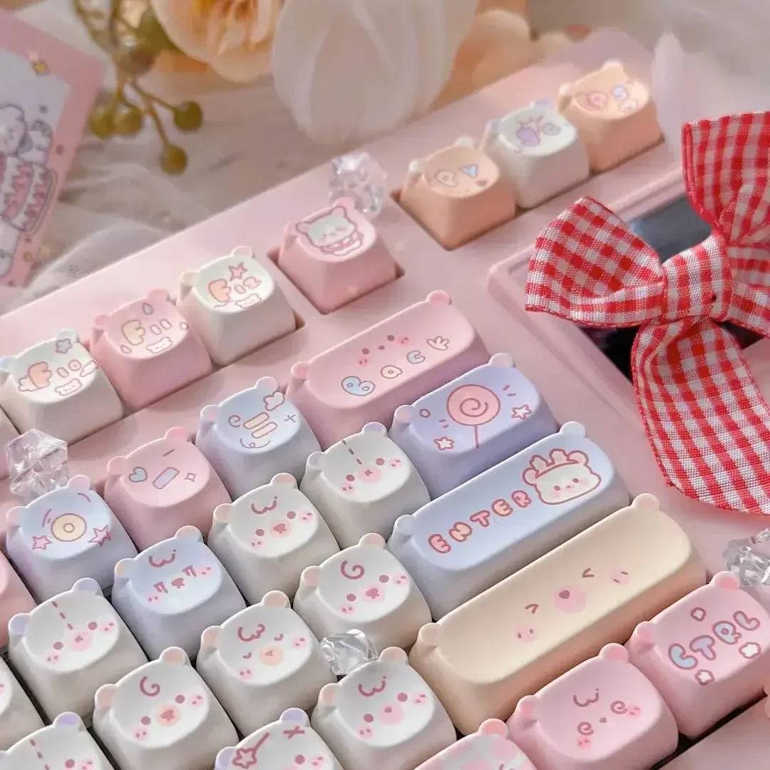 Keycaps PBT Cat Keycap Kit Alice Layout 2.25U 2.75U Pastel Mechanical Keyboard TikTok Viral Fall 2025 Cute Desk Gift