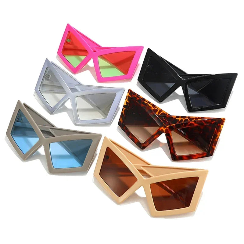 Cat Oversized Eye Sunglasses Women Red UV400 Shades Retro Gradient Fashion