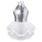 Light girls' leotard - sequined skirted tutu, polyester, for ballet and dance performances