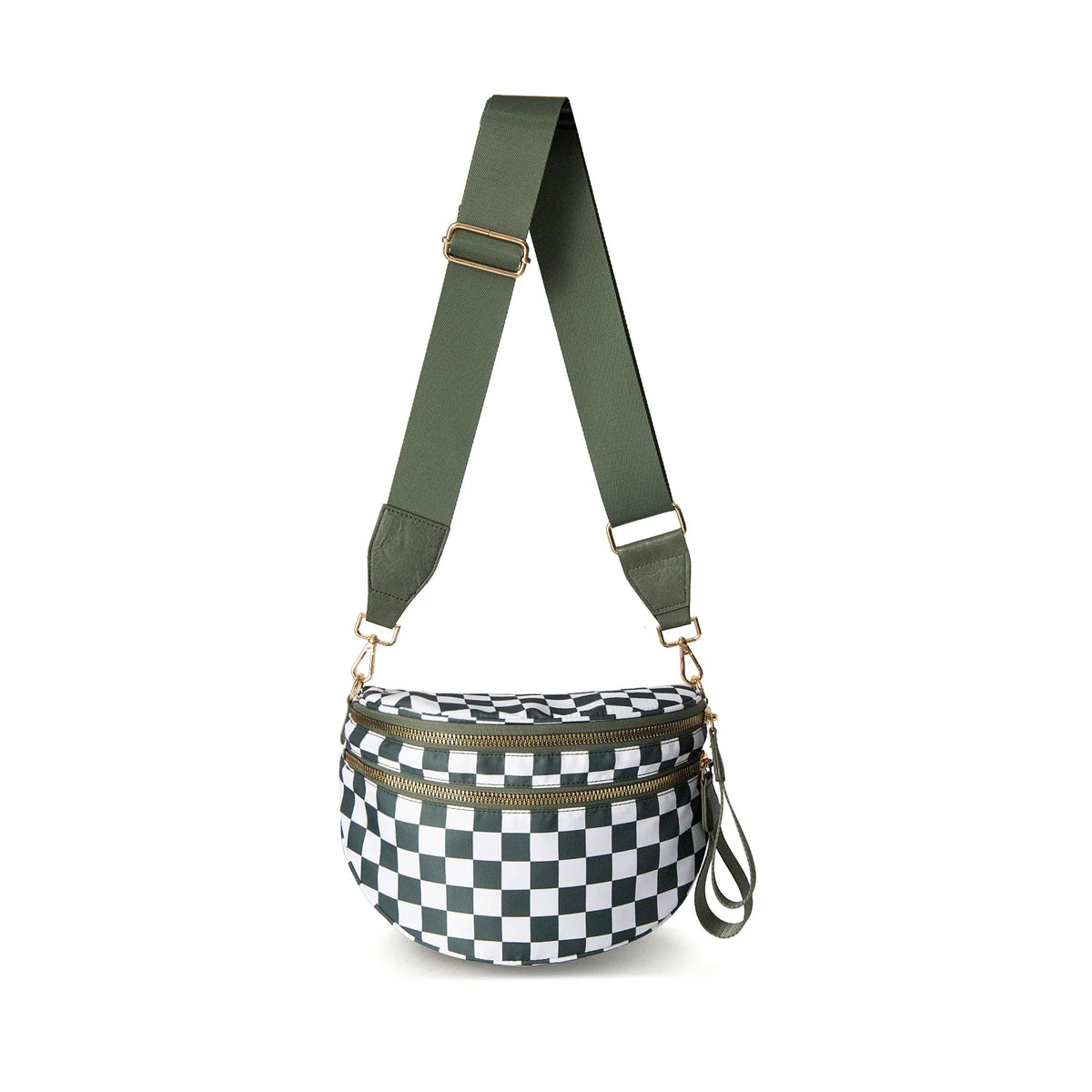 checkered nylon, box shape, travel and daily use – Multi-Use unisex crossbody bum bag