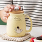 Mug Ceramic With Wooden Lid And Spoon Cute Cartoon Cat Design Gift Ready Spring 2026 Kitchen Essential