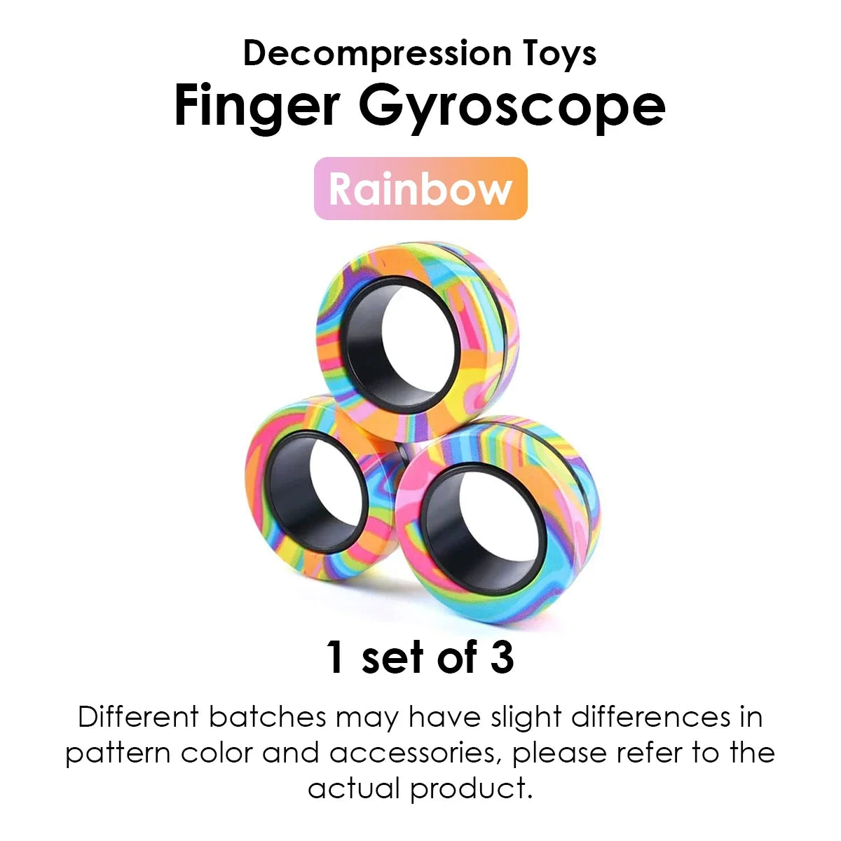 3Pcs Magnetic Rings Fidget Toy Kit - Adult Fidget Magnets Pack for Kids and Teens, Stress Relief Spinner Gift