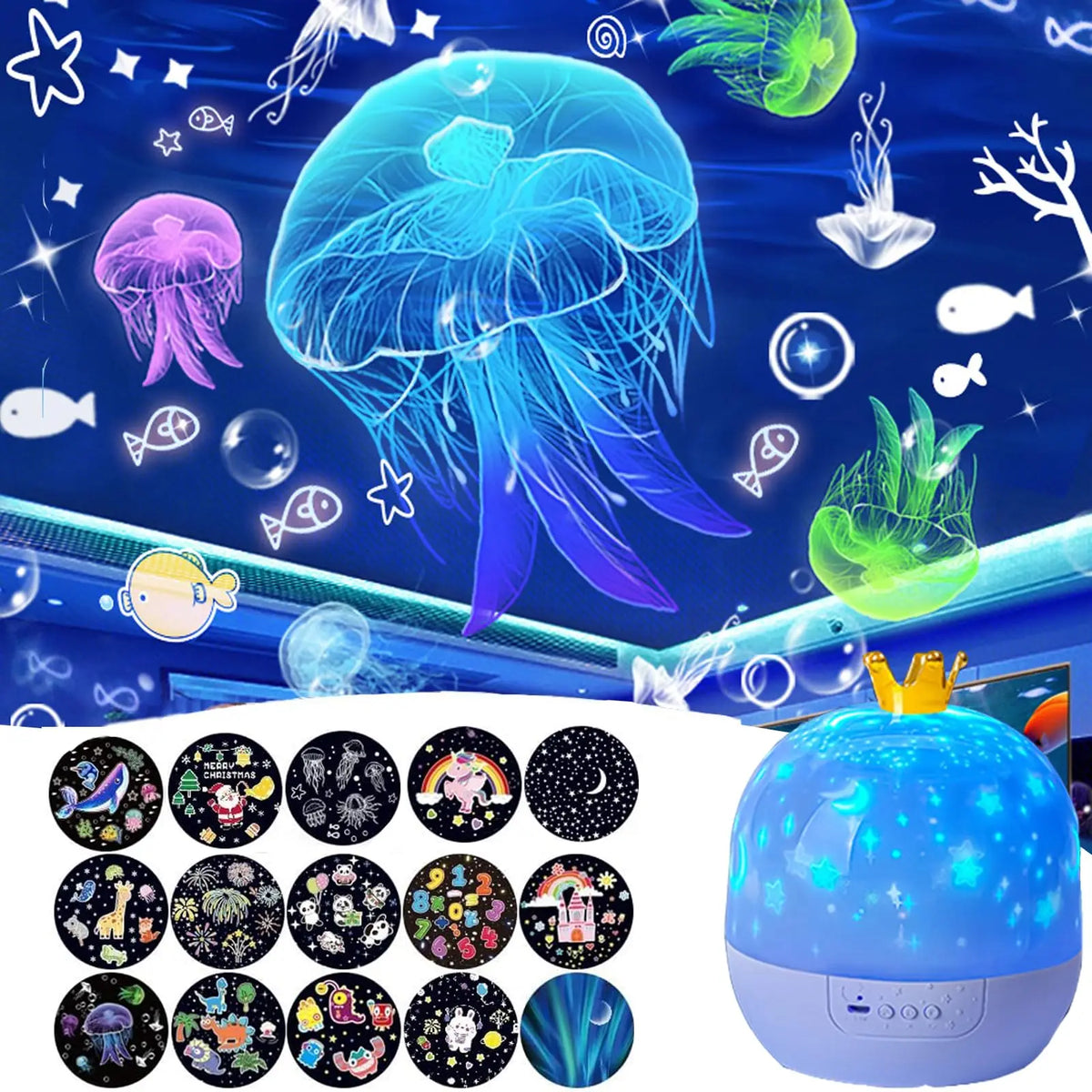 Projector2026 Edition Night Light 360 Degree Rotating Starry Galaxy With 15 Slides Kids Birthday Gift Soothing Bedroom Decor