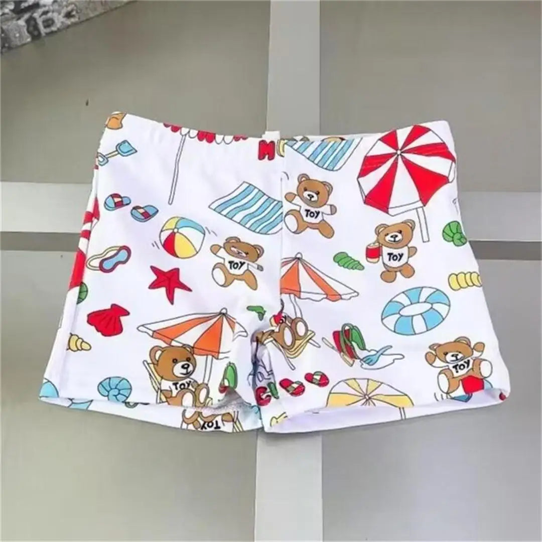 bear-printed, polyester, for summer swimming and beach play – Fast-dry boys' swim shorts