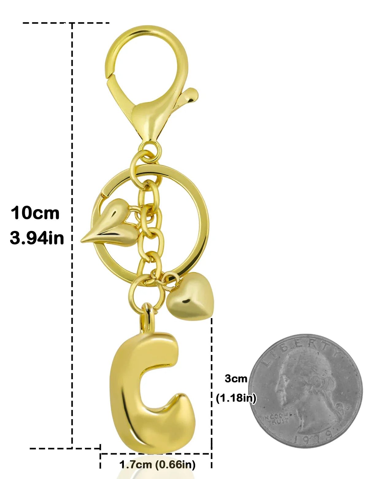 Keychain Personalized Gold Bubble Letter Bag Charm Gift