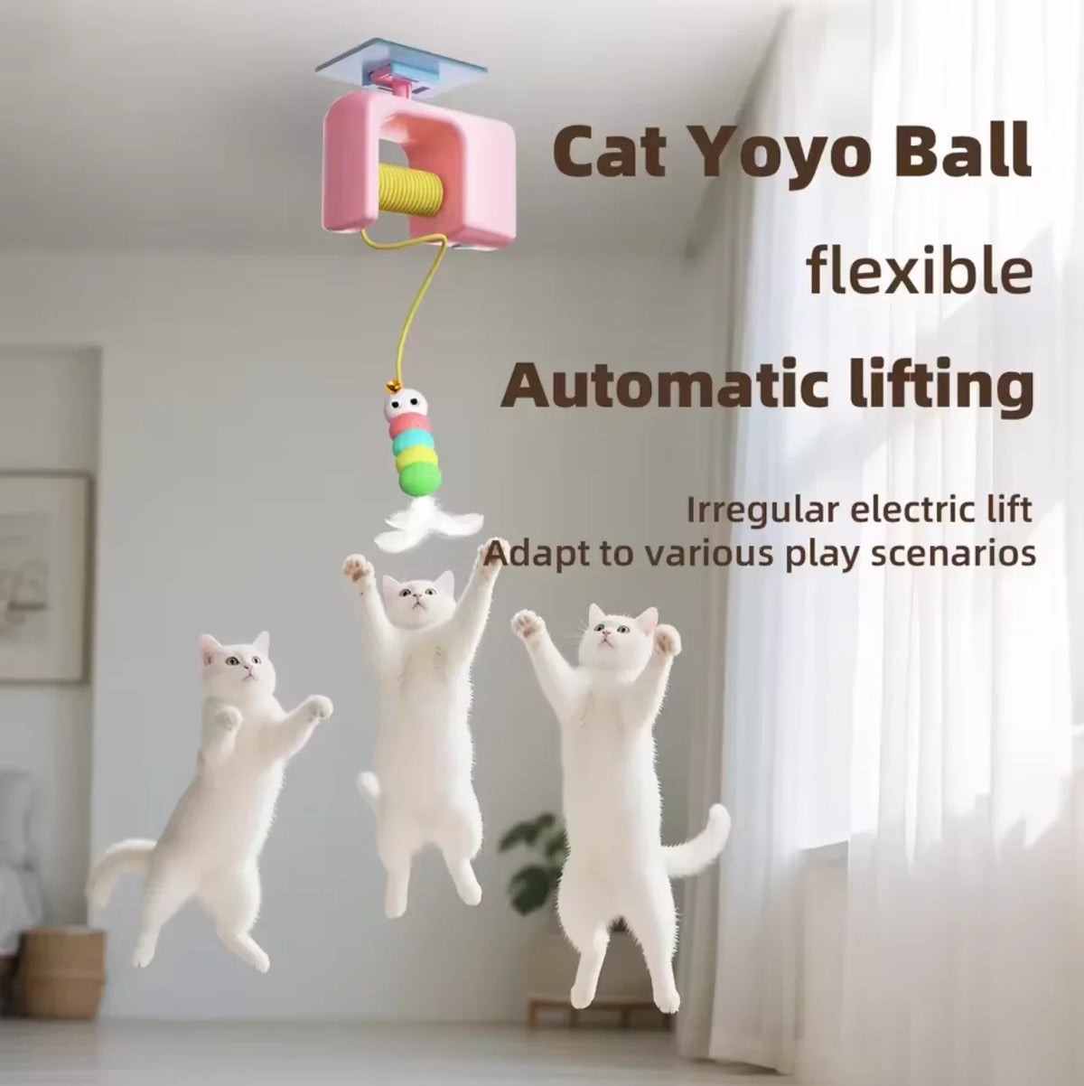 Rechargeable2026 Edition Cat Toy Interactive Hanging Door Bird Toy With Elastic Rope Stress Relief For Cats TikTok Viral Fall
