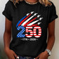 Plush Women's Jet-Print T-Shirt - Short Sleeve, Cotton, 250th Anniversary USA 1776-2026, Casual Wear