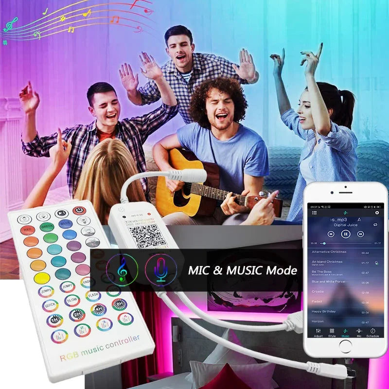 LED RGB Strip Lights 2835 App Music Sync Ambient Decor