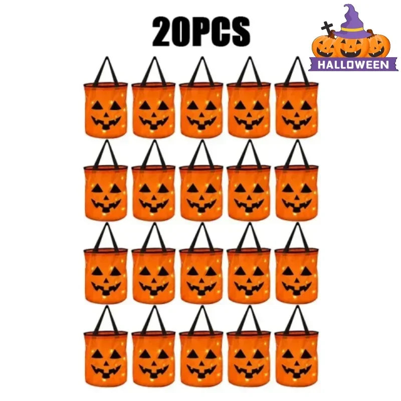 Candy Halloween Bucket LED Glow In The Dark Trick Or Treat Pail Fall 2025 Reusable Safe Visibility