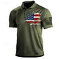Light men's polo shirt - classic polo, 3D American flag print, casual everyday wear