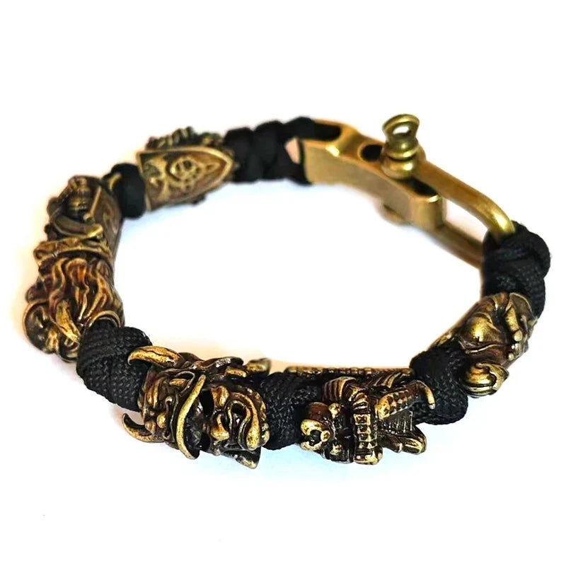 Skull Paracord Bracelet Gothic Wristband Halloween 2026 Gift Idea Flexible Braided Jewelry