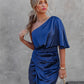 Elegant One-Shoulder Women's Dress - Asymmetrical Black Cocktail Dress for Formal Events and Casual Outings-1