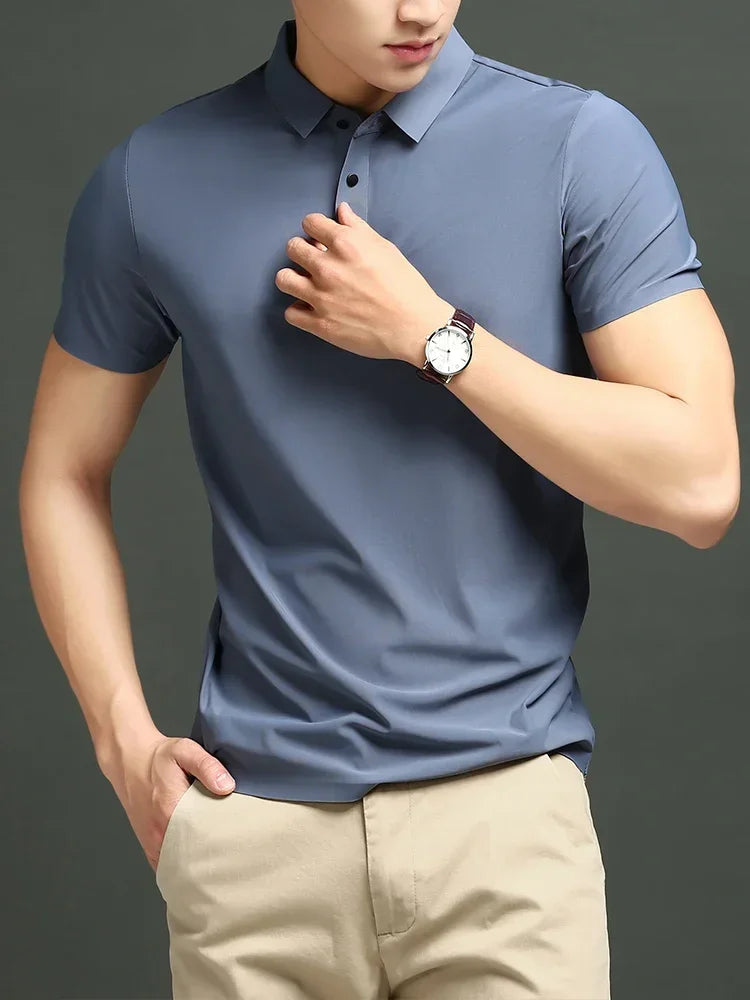 Variant image for Men's Ice Silk Polo Shirt, Lightweight Breathable Fabric, Adjustable Tailored Fit for Office and Casual Wear-36