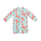 unisex Breathable long-sleeve rash guard - one-piece swimsuit, UPF 50+, pineapple print, for babies and toddlers