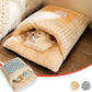 Bed Cat Plush Cave Sleeping Bag Pet Nest Winter 2025 Detachable Pillow Cozy Deep Sleep House
