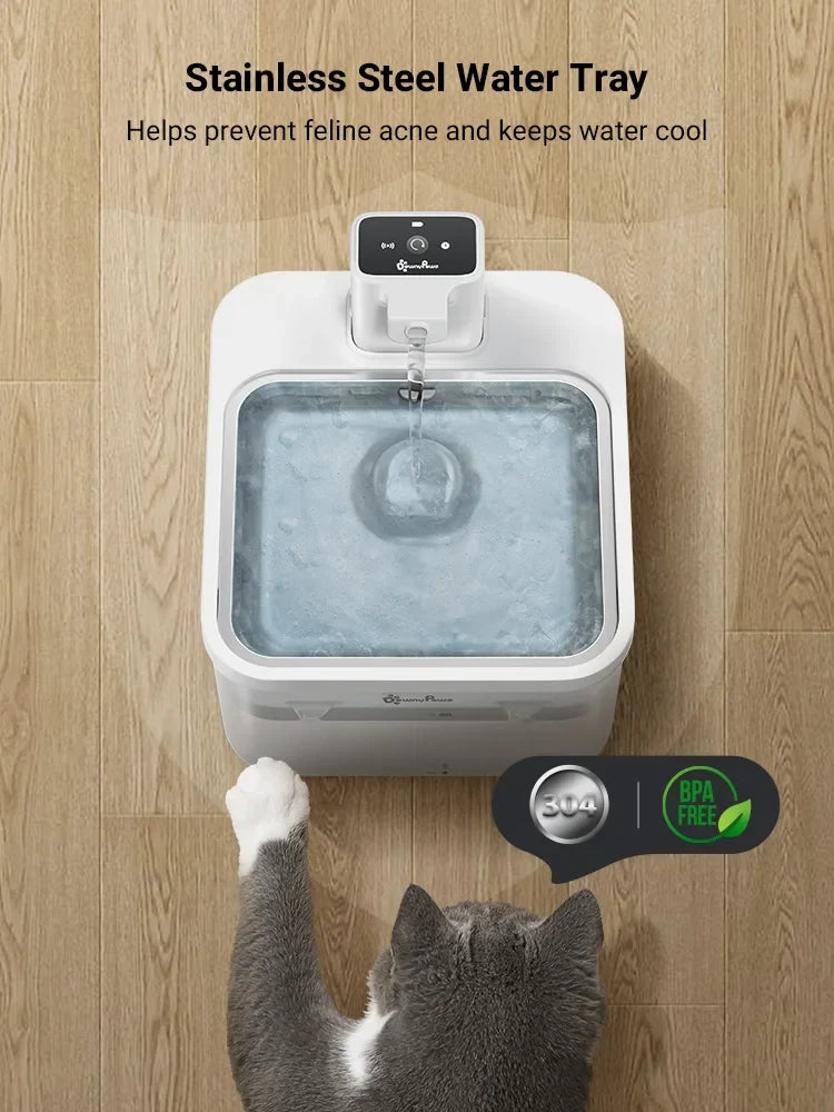 Water Cat Fountain 2.5L Stainless Steel Automatic Sensor Dispenser Cordless 4000mAh Battery Fall 2025 Healthy Hydration