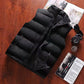 Slim Warm Men’s Puffer Vest - Stand Collar, Polyester, Casual
