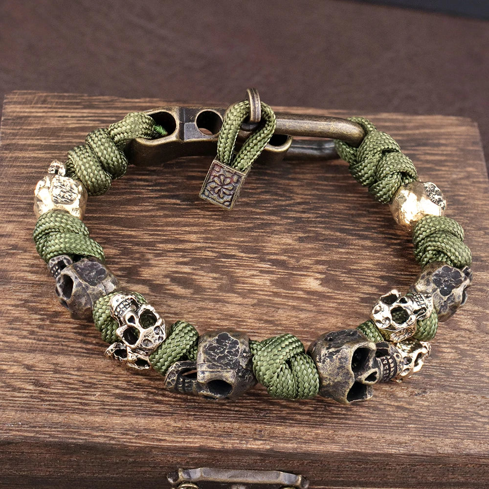 Skull Paracord Bracelet Gothic Wristband Halloween 2026 Gift Idea Flexible Braided Jewelry