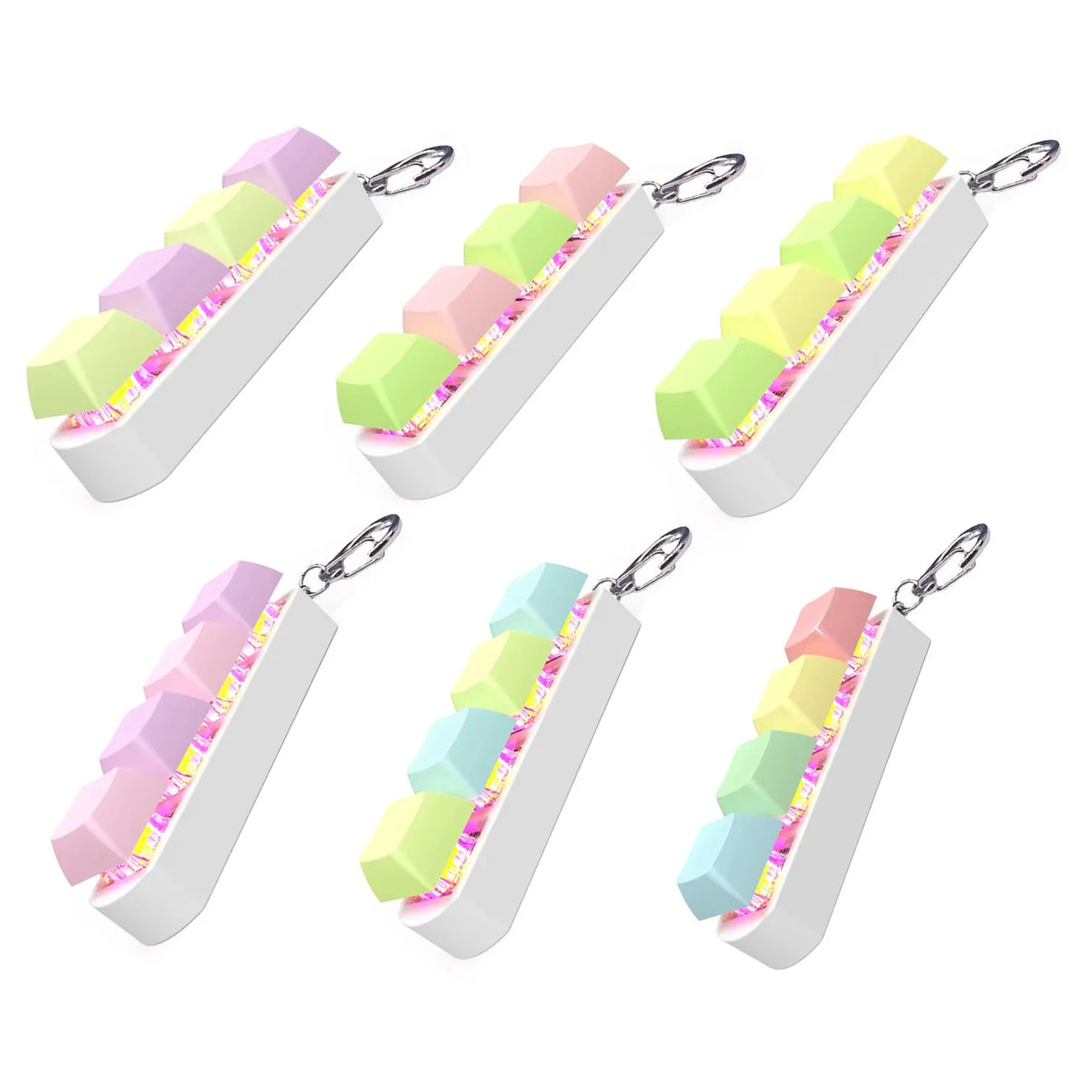 Fidget Keyboard Toy LED Keychain 4 In 1 Stress Relief