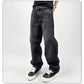 Men's Oversized Jeans - Straight Cut, Washed Denim, Autumn