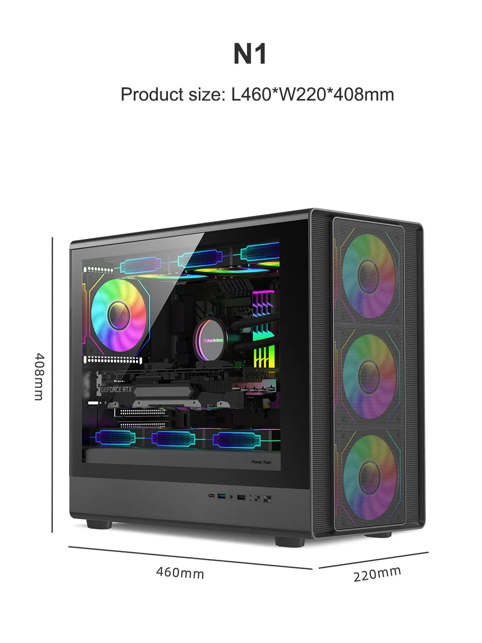 ITX Mini PC Case Tempered Glass 360mm Water Cooling