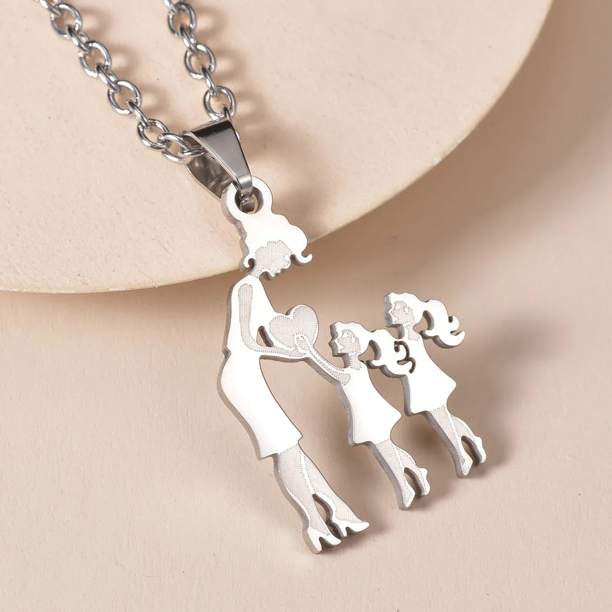 Mother's Day Gift Children Family Stainless Steel Jewelry – Silver Stainless Steel Mother & Kids Pendant Necklace