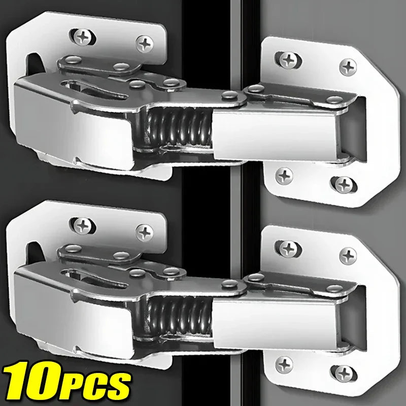 Steel Stainless Cabinet Hinges 90 Degree No-Drilling for Kitchen Furniture 10PCS