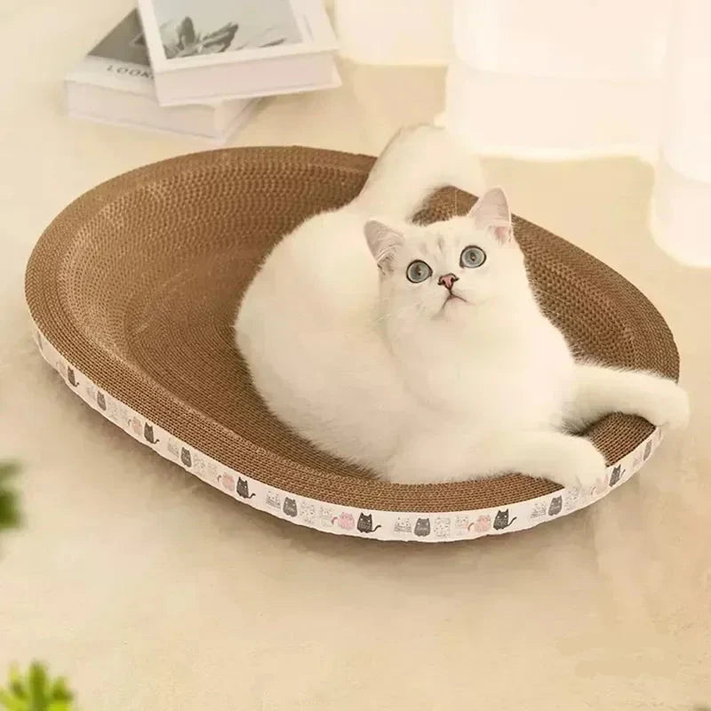 Corrugated 43cm Cat Scratcher - Round Oval Grinding Toy, Wear-Resistant Bed Nest for Cats