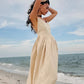 Variant image for Elegant Summer Rug in Natural Linen and Cotton Blend, A-Line Design, Backless with Adjustable Straps, Ankle Length, Machine Washable-7