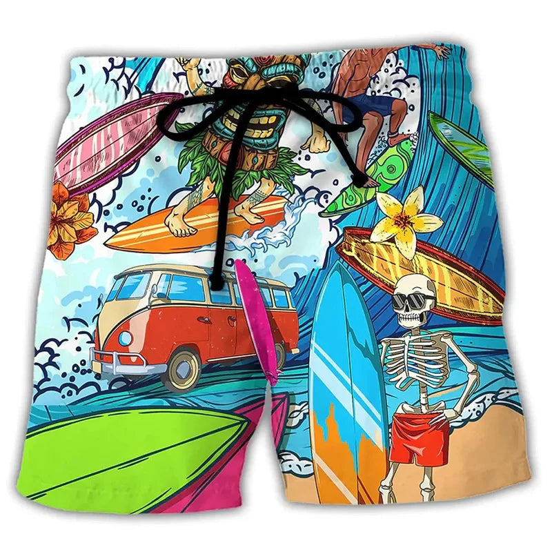 Trendy Swim Shorts for Men with Graffiti Print, Lightweight Quick-Drying Fabric, Adjustable Fit, Perfect for Summer Activities-3