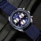 Quartz Chronograph Watch Blue Nylon Strap Water-Resistant