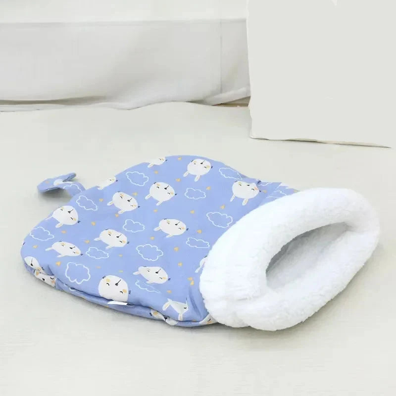 Self Warming Cat Bed - Plush Cat Sleeping Bag for Indoor Cats, Cozy Nest for Compact Pets