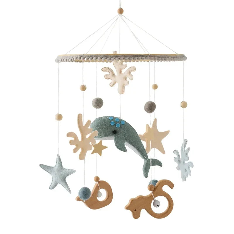 Crib Wooden Mobile Bracket Newborn Sensory Toys Soothing