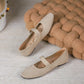 Women Stretchy Mary Jane Flats - Ribbed Knit For Spring