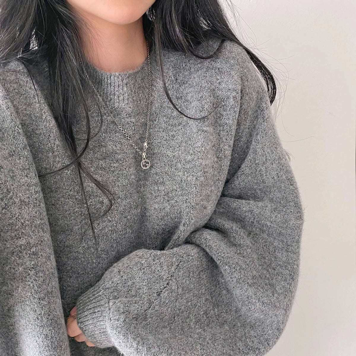 Cozy Oversized Women's Pullover - O Neck, Knit, Office Wear