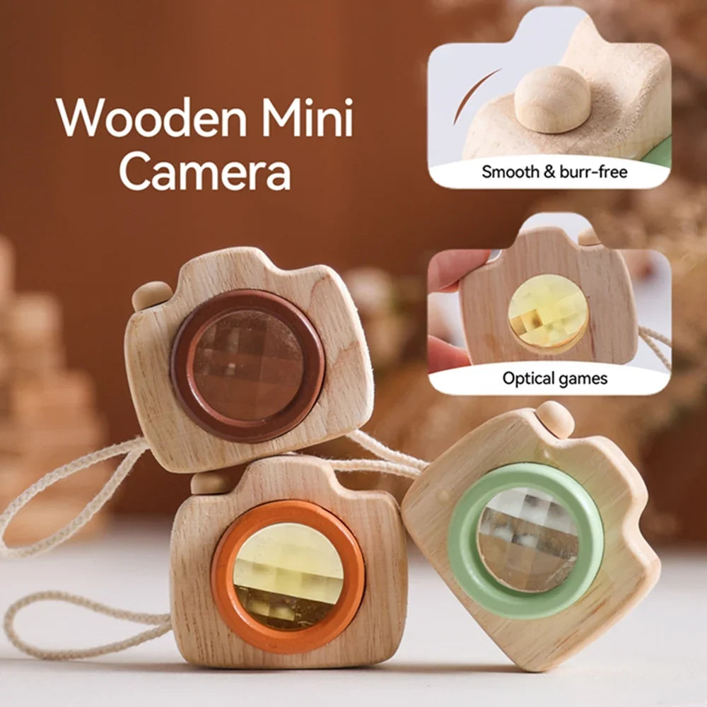 Wooden Montessori Camera Toy for Kids, BPA Free, Light, Sensory Play Gift for Toddlers and Young Children