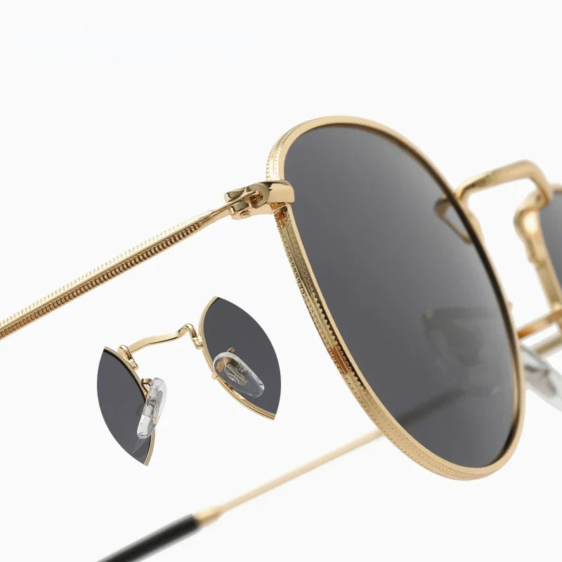 Round Retro Sunglasses for Men/Women Deluxe UV400 Metal Vintage Eyewear No Leather Case
