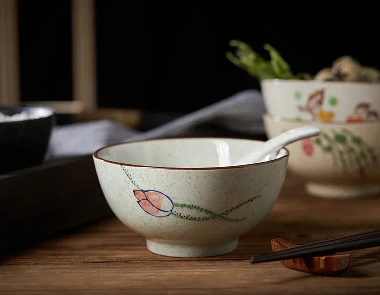 Ceramic 4.5 Inch Japanese Rice Bowl Retro Household Tableware
