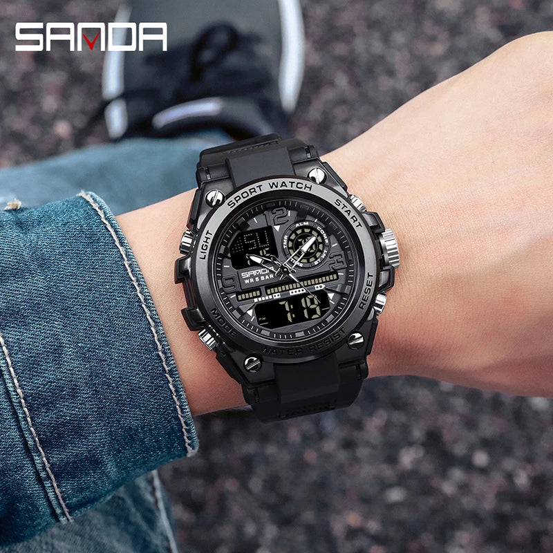Sports Digital Watch Dual Display LED Military Style Rugged Watch Fall 2026 Water Resistant